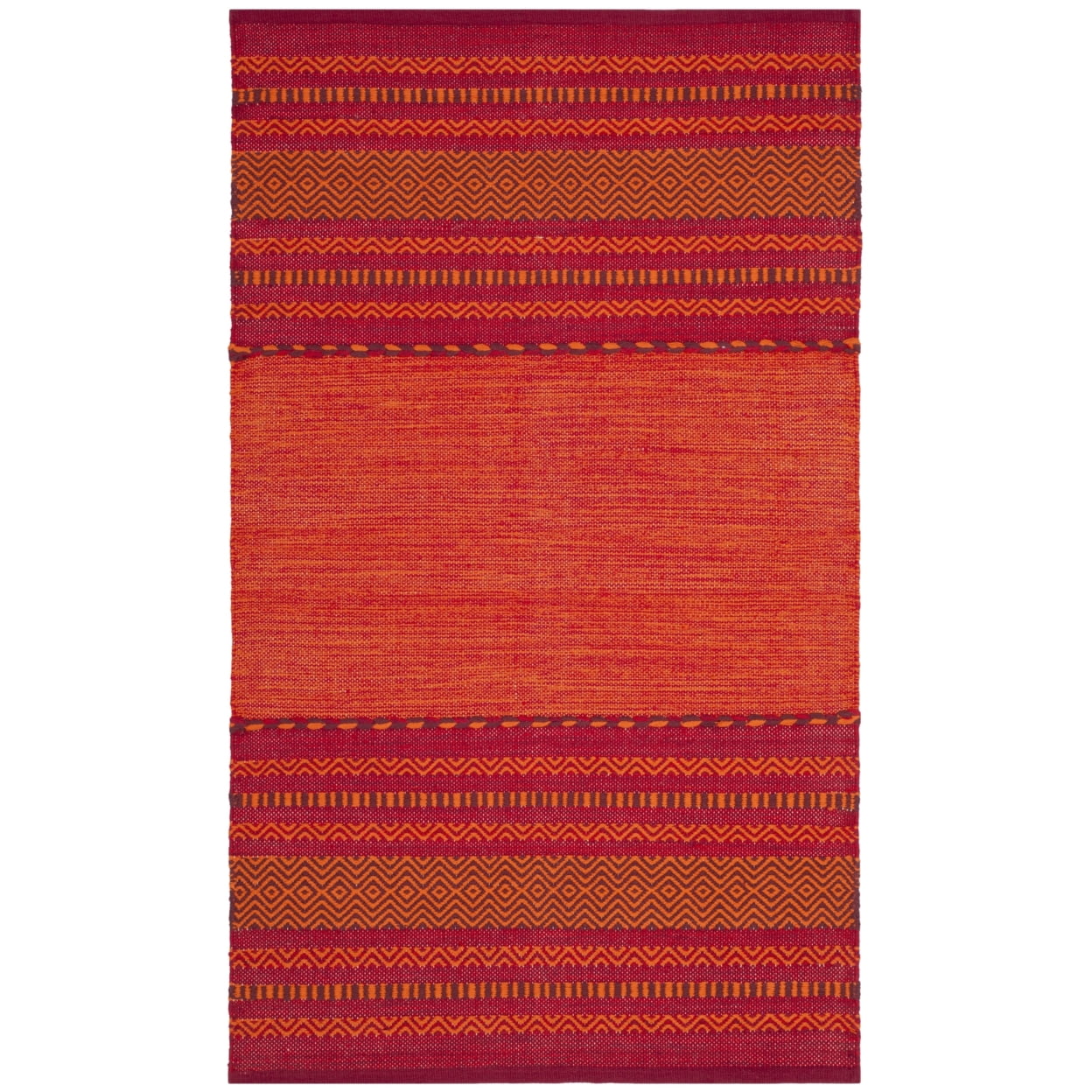 SAFAVIEH Montauk Ben Striped Soft Braided Cotton Runner Rug, Orange/Red, 2'6" x 6'