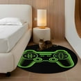 thumbnail image 3 of Round Rugs 3.3 Ft, Green Game Controller Non Slip Area Rugs for Kitchen Bedroom Entryway, Modern Art Gaming Handheld Black Washable Carpet Runner Rug Floor Mats for Bedroom Home Decor, 3 of 9