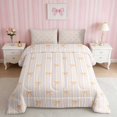 thumbnail image 2 of Erosebridal Line Art Bow Stripe Full Size Comforter Sets for Girls, Minimalist Girly Ditsy Print Bedding Comforter Set, Reversible 3 Pieces 1 Comforter and 2 Pillowcases, 2 of 6