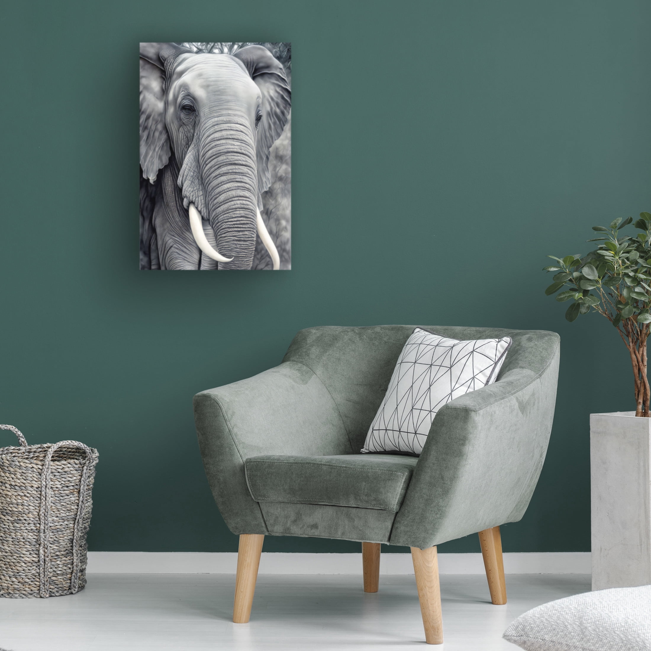 Canvas Wall Art - FootePrint Art 'African Elephant 1' Wall Art for Living Room, Bedroom, or Office Décor by Trademark Fine Art - 16 x 24 Inches