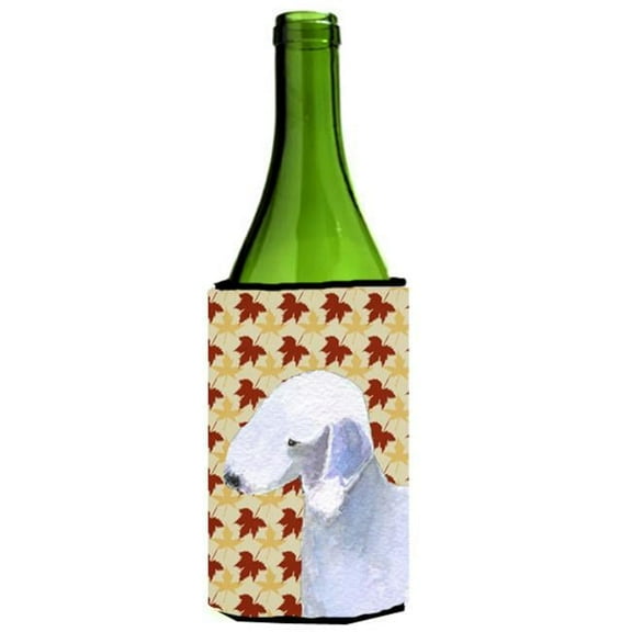 Bedlington Terrier Fall Leaves Portrait Wine bottle sleeve Hugger