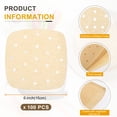 thumbnail image 2 of Uxcell 100 piezas de forros para freidora de aire de 6 pulgadas, forros de vapor de bambú cuadrados con agujeros, papel pergamino perforado desechable para freidoras de aire, marrón, 2 of 7