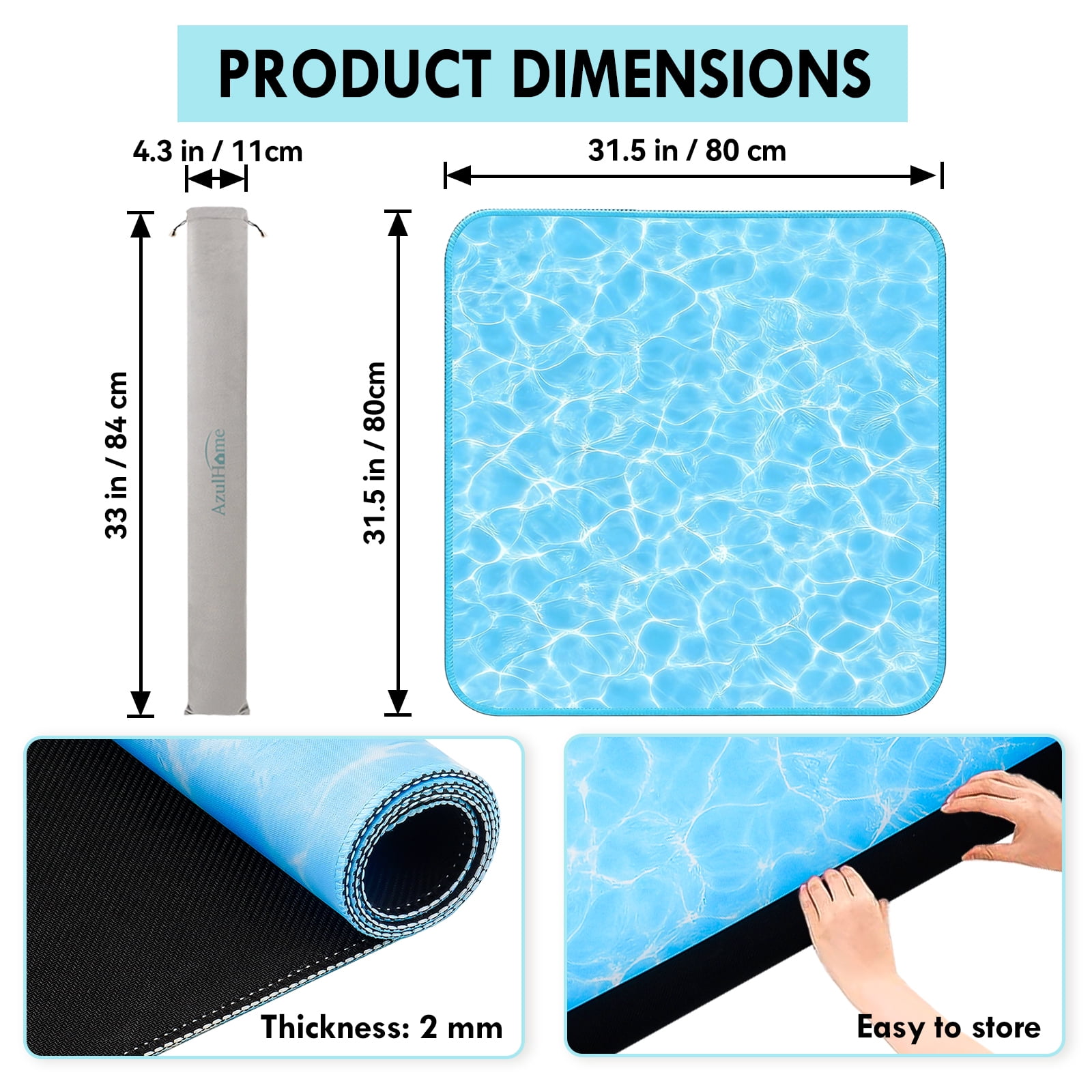Macaron Water Ripple Game Mat – Anti-Slip, Noise-Reducing for Mahjong/Poker | Perfect for Pool, Patio, Grill & Cooler Events Includes Velvet Bag
