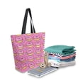 thumbnail image 2 of FORMRS Womens Canvas Tote Bag with Zipper Inner Pocket Shoulder Handbag, Pink Doughnuts, 2 of 7