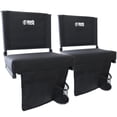 thumbnail image 1 of BRAWNTIDE Wide Stadium Seat Chair - 2 Pack, Extra Thick Padding, Bleacher Hooks, Compact, Light, Shoulder Strap, Carrying Handle, 3 Storage Pockets, Ideal for Back Support, Sporting Events (Black), 1 of 1