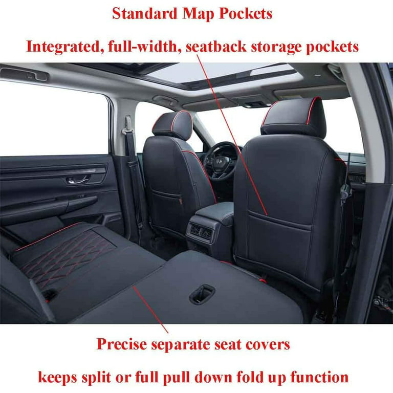 EKR Custom Fit Sportage Car Seat Covers for KIA Sportage LX,EX,SX  Prestige,X-Line,SX,X-pro 2023 2024 - Leatherette (Full Set,Black with Red  Piping)
