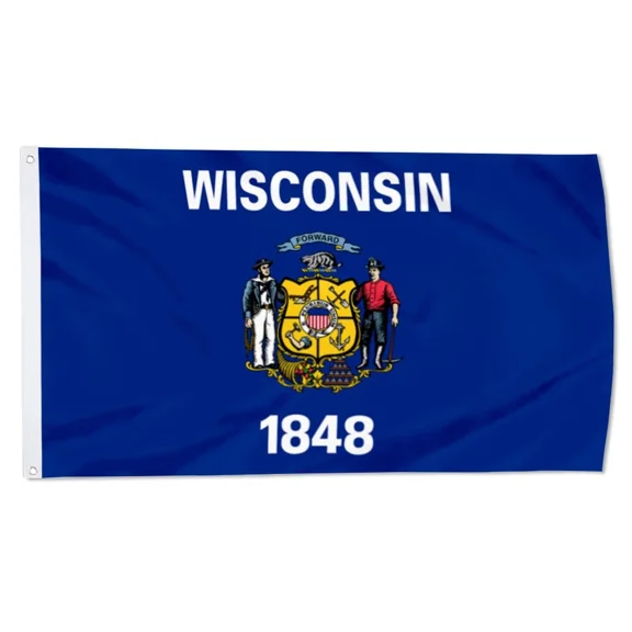 QUEST- 3X5 State Of Wisconsin Flag 3'X5' House Banner Power Polyester Grommets Premium