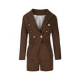 thumbnail image 4 of Meichang 2 Piece Outfits for Women Long Sleeve Solid Blazer with Short Pants Casual Elegant Business Double Breasted Suit Sets, 4 of 6