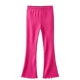thumbnail image 3 of VV AVEORS Girls Flare Leggings School Uniform Pants For Teen Girls Bell Bottoms Ruffle Trim Bootcut Pant Hot Pink 170, 3 of 6