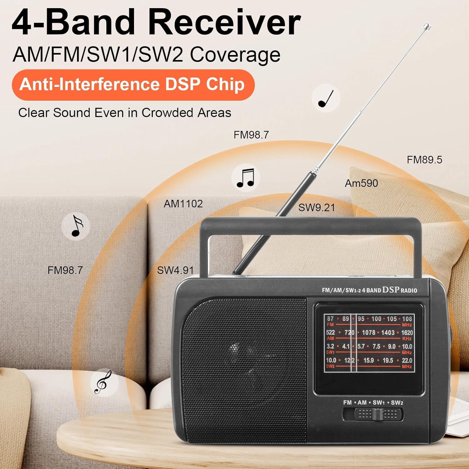 Portable AM FM SW Radio, Retro Transistor Radio, Personal Radio Shortwave Design with 3W Speaker, 3.5mm Headphone Jack,Battery Operated for Home,Outdoor,Emergency Survival,Perfect Gift for Senior,kid