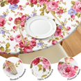 thumbnail image 4 of Round Fitted Tablecloth with Elastic Edges Fits 36"-44" Round Tables Pioneer Colorful Floral Waterproof Table Cover Washable Indoor and Outdoor for Party Kitchen Dinner Banquet Patio Picnic, 4 of 7