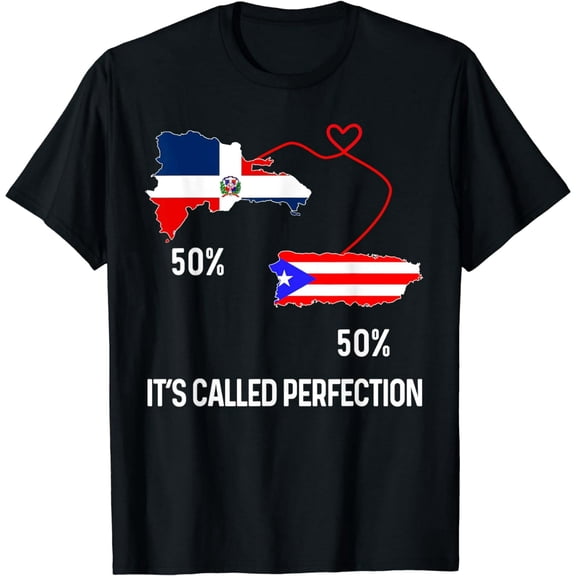 Half Puerto Rican Half Dominican Flag Map Combined PR RD T-Shirt