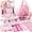 Pink, variant on Home Pilates Training Kit for Women Complete workout set including pilates ring, exercise ball, non-slip pilates socks, ankle resistance bands with cuffs, stretch resistance band and massage ball, al