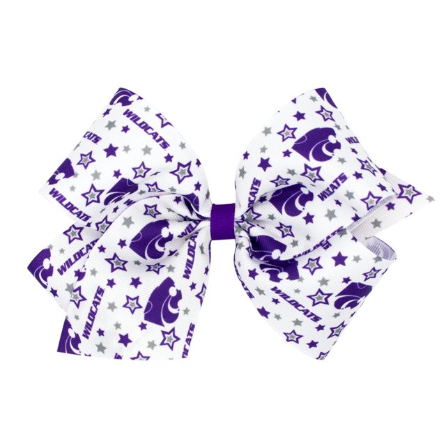 Divine Creations Moño para el cabello con estampado del logotipo del día del juego temático universitario para niñas de Wee Ones On A Weestay Clip Grosgrain clásico Grosgrain clásico King Kansas State