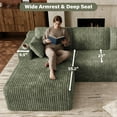 thumbnail image 4 of Wiilayok 103" Cloud Sectional Couch with L-Shape Chaise,Modern Modular Sofa with Deep Seat, Comfy Boneless Upholstered Couches for Living Room Bedroom,Olive Green (Plush Corduroy Fabric), 4 of 7