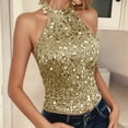 thumbnail image 2 of YAYUBA Dressy Tops for Women Elegant Sleeveless T Shirt With Sparkling Sequins And Neck for A Fashion Statement Spring Business Casual Work Shirts Blouses, 2 of 6