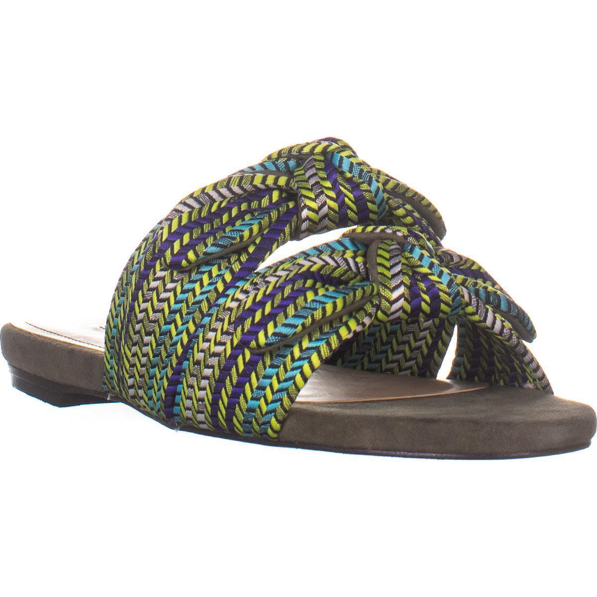 Womens Charles David Souffle Flat Slide Sandals, Green Multi, 10 US ...