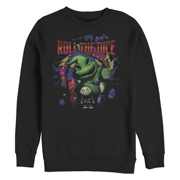 Men's The Nightmare Before Christmas Halloween Oogie Roll The Dice Sweatshirt Black 2X Large