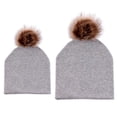 thumbnail image 3 of Gorro elástico de algodón suave para invierno, 2 uds., para madre y bebé gris perfke Sombrero de niño padre de algodón, 3 of 7