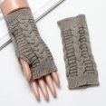 thumbnail image 3 of Guantes de punto de medio dedo para mujer, cálidos, de otoño e invierno, de lana acrílica, con dedos descubiertos, de color liso, cortos, 3 of 6