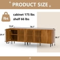 thumbnail image 4 of Modern TV Stand, 78.7" Storage Cabinet with 5 DIY Doors and Adjustable Shelf, Sideboard Coffee Bar Cabinet with Solid Wood Feet for Kitchen,Dining Room,Living,Brown, 4 of 7