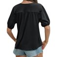 thumbnail image 5 of Summer Short Sleeve Women V Neck Solid Puff Sleeve T Shirt, 5 of 6