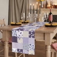 thumbnail image 2 of Table Runners 90 Inches Long Dress Scarves, Spring Floral Farmhouse Coffee/Dining/Kitchen Table Runner for Living Room, Dark Purple Flowers Patchwork Grid Bohemia 13x90 Inch, 2 of 9