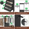 thumbnail image 5 of Armocity 5FT Small Closet System with 3 Fabric Drawers,60 Inches Walk In Closet Organizer System With 3 Adjustable Shelves, Heavy Duty Clothes Rack Built-In Garment Rack, 59" L x 16" W x 71" H, Black, 5 of 7