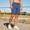 thumbnail image 2 of WIZUTIZ Men's Solid Color Button Zipper Fly Elastic Waist Shorts Pockets Summer Casual Loose Fit Breathable Lightweight Fashion Pants, 2 of 4