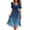 Blue, variant on Gradient Flare Dress Women's Summer Fashion V-Neck Short Sleeve Flowy Swing Midi Dresses Casual Party Sundress,Green M