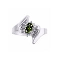 thumbnail image 1 of Rylos Floral Designer Ring with 6X4MM Oval Gemstone & Sparkling Diamonds in Sterling Silver- Birthstone Green Sapphire Jewelry Size 8, 1 of 7