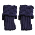 thumbnail image 2 of Women's Solid Cable Knit Leg Warmers Ribbed Knitted Crochet Winter Boot Socks-Dark Blue, 2 of 11