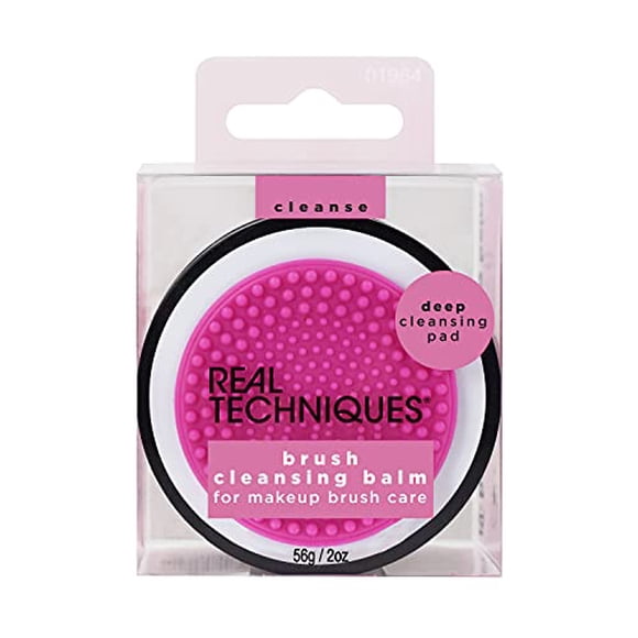 Real Techniques Professional Brush Cleansing Balm and Cleaning Mat, Textured, Makeup Cleaner Shampoo Accessory for Makeup Brush Care, 2 Fl Oz