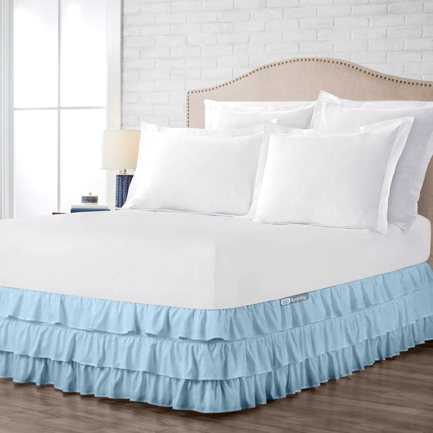 Dust Ruffle Bed Skirt/Bed Cover with pillowsham 30" drop 800 TC Egyptian Cotton 