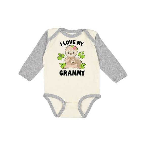 Inktastic Cute Sloth I Love My Grammy with Green Leaves Boys or Girls Long Sleeve Baby Bodysuit