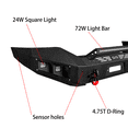 thumbnail image 3 of TIOYAR Compatible with 2016-2017-2018 GMC Sierra 1500 Front and Rear Bumper Textured Black Steel with Square Lights and D-rings, 3 of 9