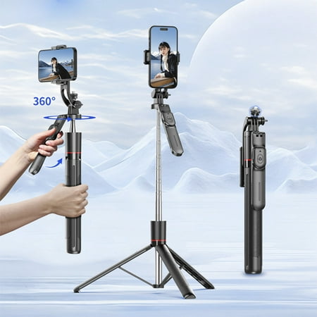 67" Phone Tripod & Selfie Stick,360° Rotatable Selfie Stick Tripod with Antishake Function,All in One Extendable Cell Phone Tripod Stabilizer with Wireless Remote,For Video Recording,Photograph