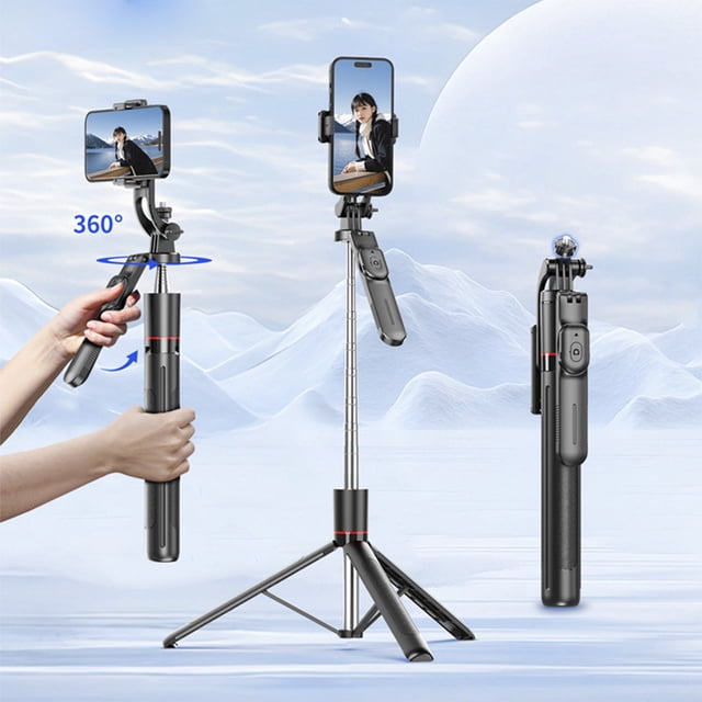 67" Phone Tripod & Selfie Stick,360° Rotatable Selfie Stick Tripod with Antishake Function,All in One Extendable Cell Phone Tripod Stabilizer with Wireless Remote,For Video Recording,Photograph