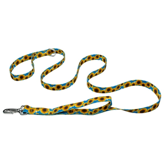 Country Brook Petz® 5/8 inch, Sunflowers Deluxe Reflective Dog Leash, 6 Foot