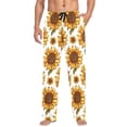 thumbnail image 2 of Sunflower in White Mens Pajama Pants Cotton Elastic Waistband Lounge Sleep Pajama Bottoms Pj with Pocket, 2 of 7