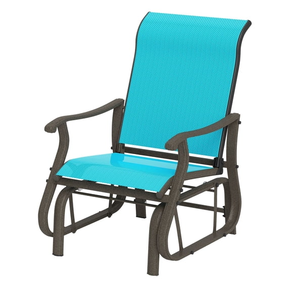 YYDSBNHH Outdoor Glider Chair Patio Glider Chair with Mesh Seat, Steel Frame for Backyard, Garden, Porch, Blue