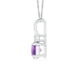 thumbnail image 2 of ANGARA Natural Round Amethyst Solitaire V-Bale Pendant with Diamond in 14K White Gold for Women (Size-6mm) | February Birthstone, Anniversary, Jewelry Gift for Women | Natural Amethyst Necklace, 2 of 8