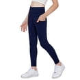 thumbnail image 4 of Oudiya Girls Athletic Leggings with Pockets High Waisted Crossover Yoga Pants Dance Workout Running Bottoms for Kids 5-14Y, 4 of 7