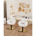 thumbnail image 3 of Baasha Premium White Gold Salon Chair, Sleek and Modern Styling Chair with Soft Leather Upholstery, Adjustable Height, and Heavy-Duty Base - Comfortable Hair Salon Chair for Hair Stylist, 3 of 9