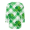 thumbnail image 2 of Puyaiuu St Patricks Day Shirt Women Plus Size Funny 3/4 Sleeve Tops for Women Cute Saints Tops Shamrock Shirts Fortunate Irish Shamrocks Outfit Blouses Gift, 2 of 6