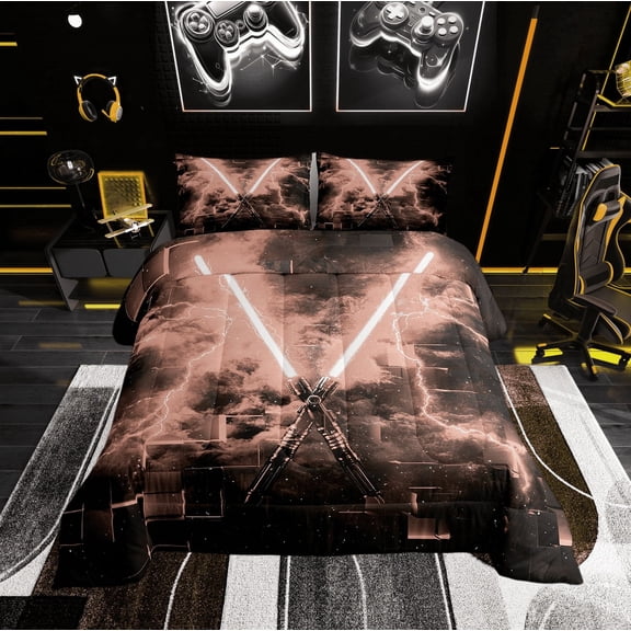 Erosebridal Lightning Twin Comforter Sets for Teens, Rectangle Bedding Set, Reversible