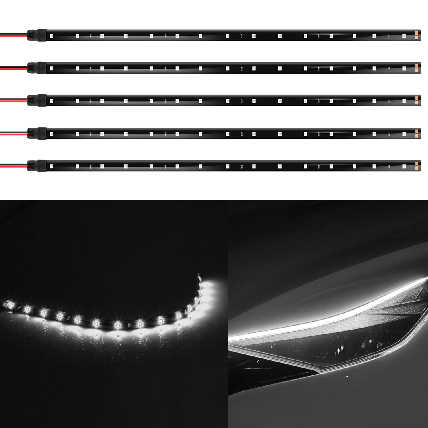 Htwon 15x LED Strip Light 12V Flexible Waterproof Underglow Lights for Car Motorcycles