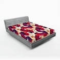 thumbnail image 2 of Ambesonne Floral Fitted Sheet, Autumn Season Leaves Romance, Full Size, Eggshell and Dark Coral, 2 of 5