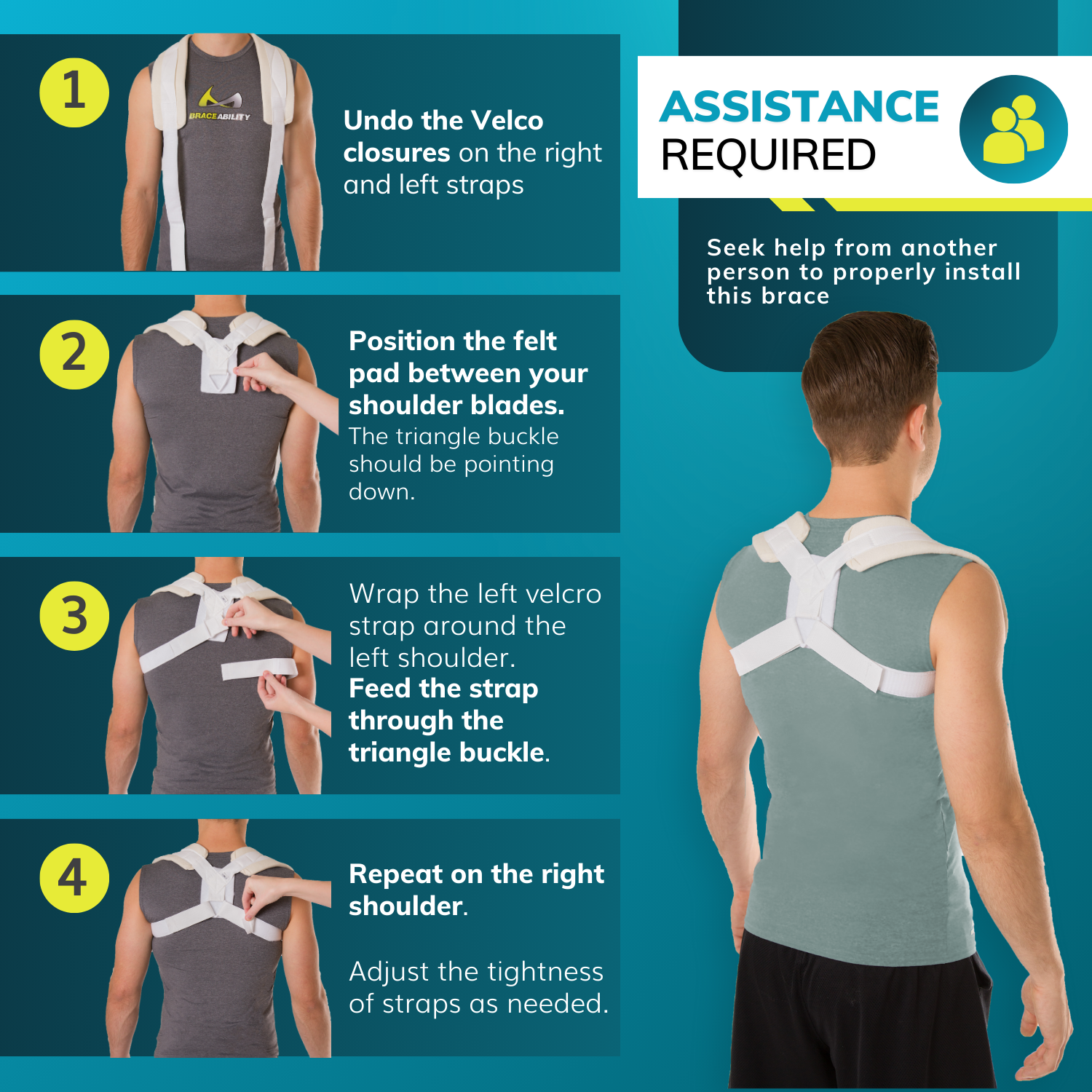 BraceAbility Posture Corrector Brace for Men and Women, Figure 8 Clavicle Support, White, Medium