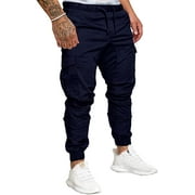 Tatum88Mens Jogger Pants Cargo Sweatpants Elastic Waist Sweatpants Plus Size Workout Pants With Pockets Jogging Tracksuit Long Track Pants (Dark Blue) M